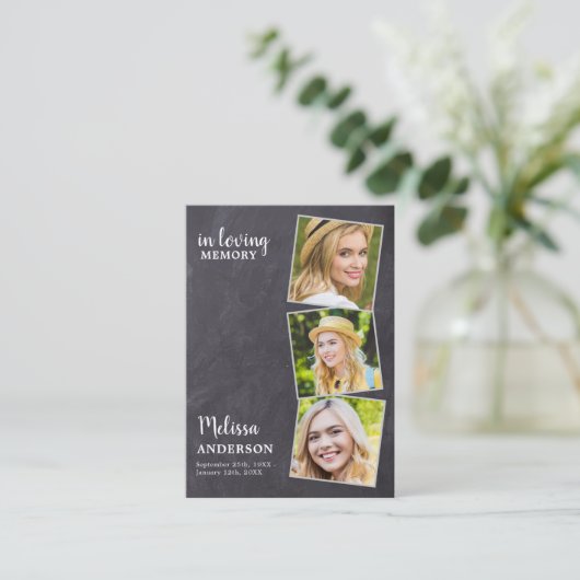LoopGeheugen Memorial Funeral Prayer Kaart 3 Foto Contactkaartje (Staand voorkant)