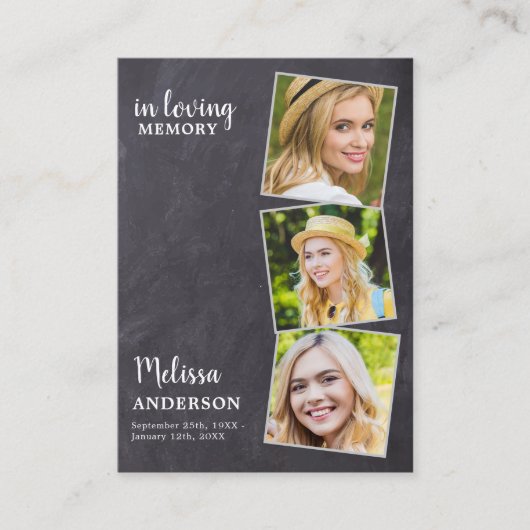 LoopGeheugen Memorial Funeral Prayer Kaart 3 Foto Contactkaartje (Voorkant)