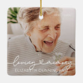 Loopgeheugen Modern Elegant Heart Photo Memorial Keramisch Ornament (Achterkant)