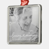Loopgeheugen Modern Elegant Heart Photo Memorial Metalen Ornament (Links)