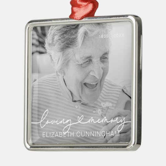 Loopgeheugen Modern Elegant Heart Photo Memorial Metalen Ornament (Links)