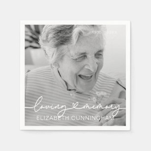 Loopgeheugen Modern Elegant Heart Photo Memorial Servet