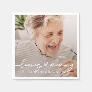 Loopgeheugen Modern Elegant Heart Photo Memorial Servet