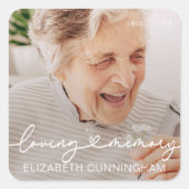 Loopgeheugen Modern Elegant Heart Photo Memorial Vierkante Sticker (Voorkant)