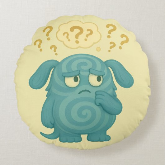 Loopi Kissen – Das nachdenkliche ADHS-Monster Rond Kussen (Voorkant)