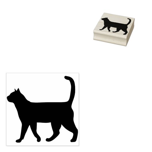 loopkat-silhouet rubberstempel (Gestempeld)