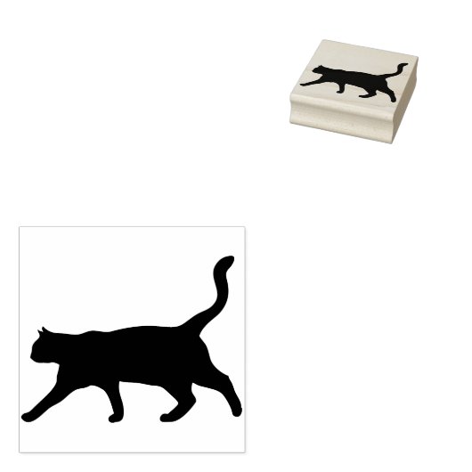 loopkat-silhouet rubberstempel (Gestempeld)