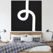 Loopline - wit op zwart canvas afdruk (Insitu (Slaapkamer))