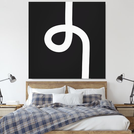 Loopline - wit op zwart canvas afdruk (Insitu (Slaapkamer))