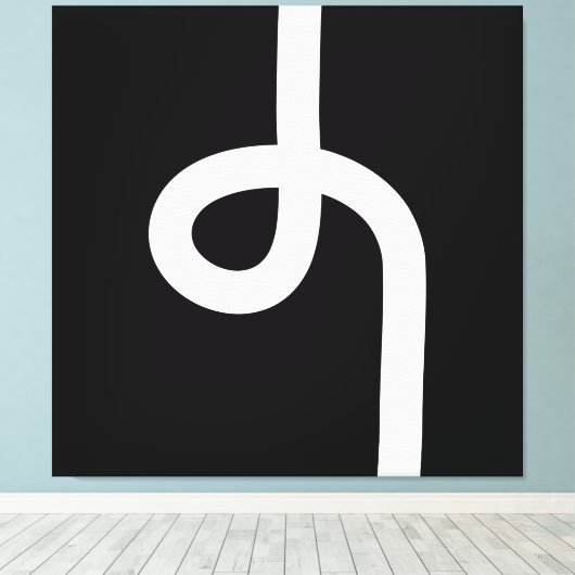 Loopline - wit op zwart canvas afdruk (Insitu (Houten vloer))