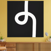 Loopline - wit op zwart canvas afdruk (Insitu (Woonkamer))