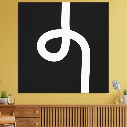 Loopline - wit op zwart canvas afdruk (Insitu (Woonkamer))