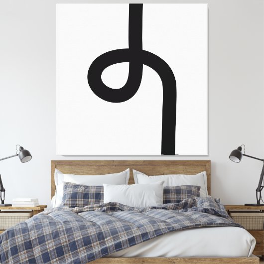 Looplinie - zwart op wit canvas afdruk (Insitu (Slaapkamer))