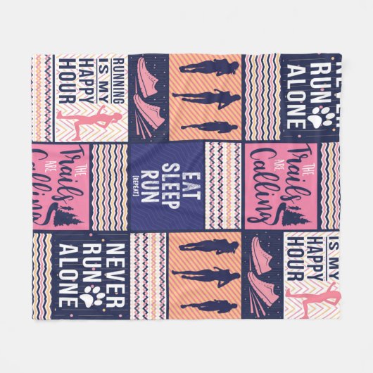 loopmeisje eet slaaplooppatroon Runner Pap Mam Tou Fleece Deken (Voorkant (Horizontaal))