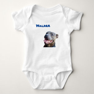 Loopnaam met Staffy Bull Terrier Baby Body Romper