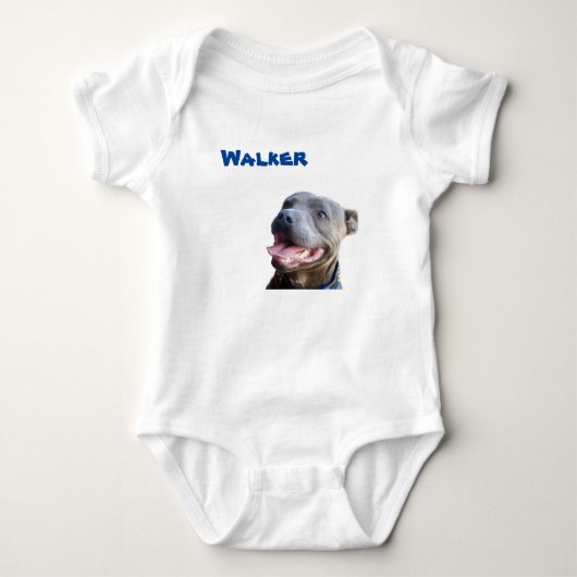 Loopnaam met Staffy Bull Terrier Baby Body Romper (Voorkant)