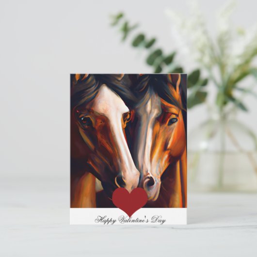 Looppaarden kinder valentijn feestdagenkaart (Staand voorkant)