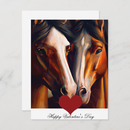 Looppaarden kinder valentijn feestdagenkaart (Voorkant / Achterkant)