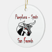 Looppas met stieren keramisch ornament (Links)