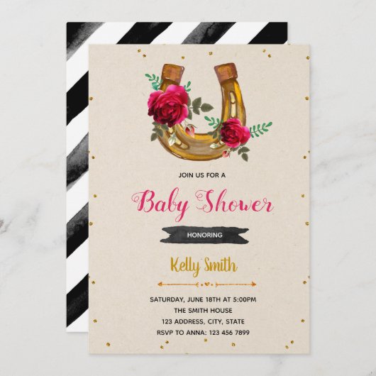 Looppas voor de de partijuitnodiging van het roos kaart (Voorkant / Achterkant)