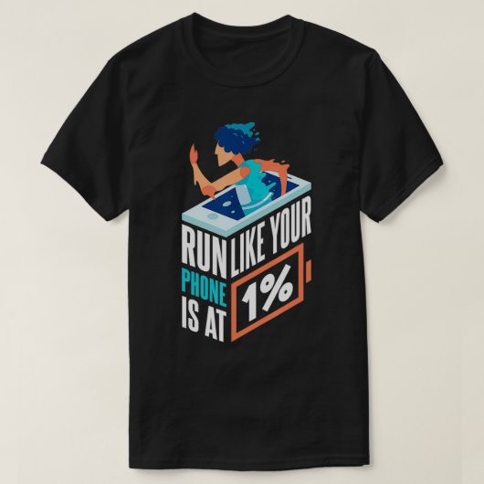 Looppas zoals uw telefoon bij 1 Runner dwars land T-shirt (Design voorkant)