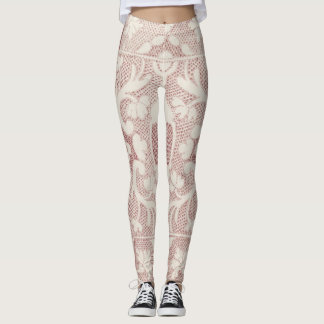 looppatroon, etsen, roze en wit leggings