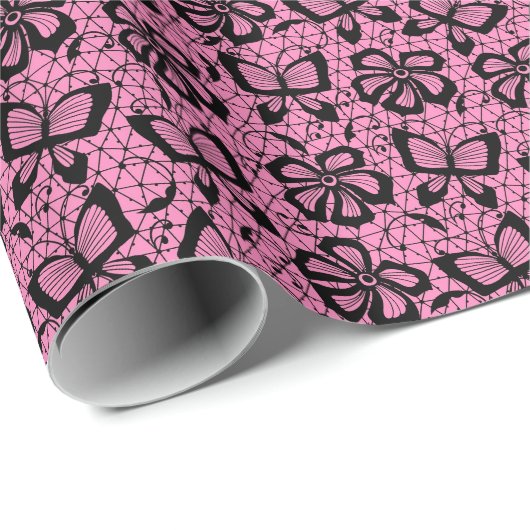 looppatroon met vlinders cadeaupapier (Rol Hoek)