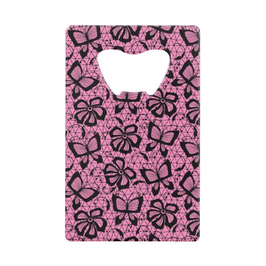 looppatroon met vlinders creditkaart flessenopener (Voorkant)