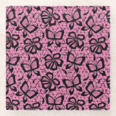 looppatroon met vlinders glazen onderzetter (Voorkant)