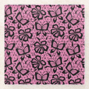 looppatroon met vlinders glazen onderzetter