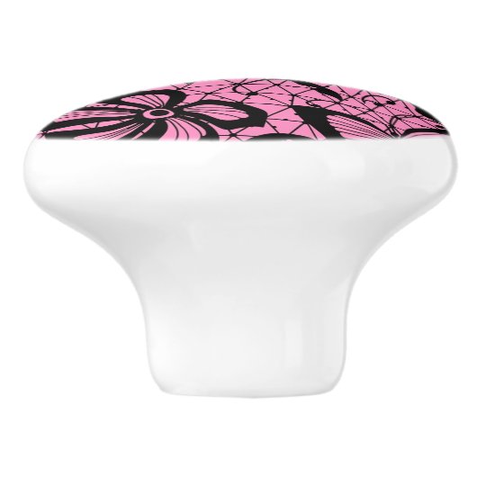 looppatroon met vlinders keramische knop (Zijkant)