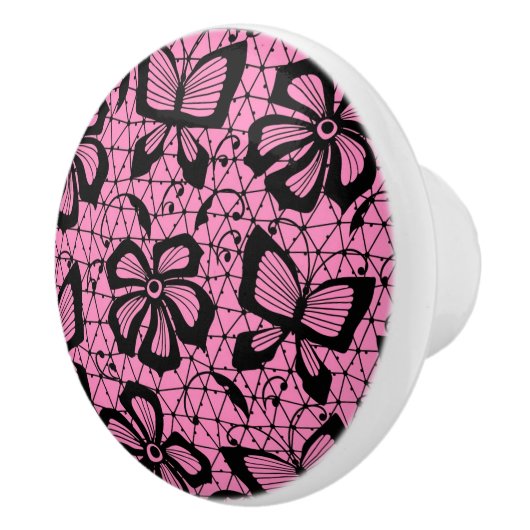 looppatroon met vlinders keramische knop (Rechts)