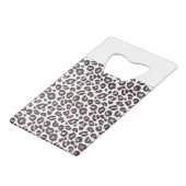 Loopspatafdruk, cheetah-afdruk, roze, giraal creditkaart flessenopener (Achterkant Gekanteld)