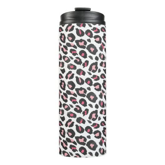 Loopspatafdruk, cheetah-afdruk, roze, giraal thermosbeker (Voorkant)