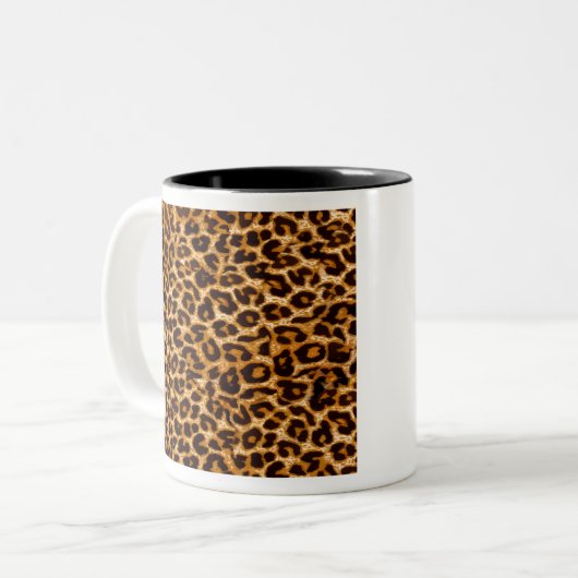 Loopspatafdruk, cheetah-afdruk, roze, giraal tweekleurige koffiemok (Voorkant links)