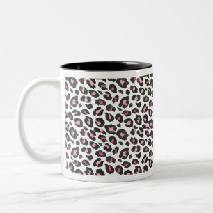 Loopspatafdruk, cheetah-afdruk, roze, giraal tweekleurige koffiemok