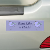 Loopt als een kuiken Motivatie Running Cartoon Bir Bumpersticker (Op auto)