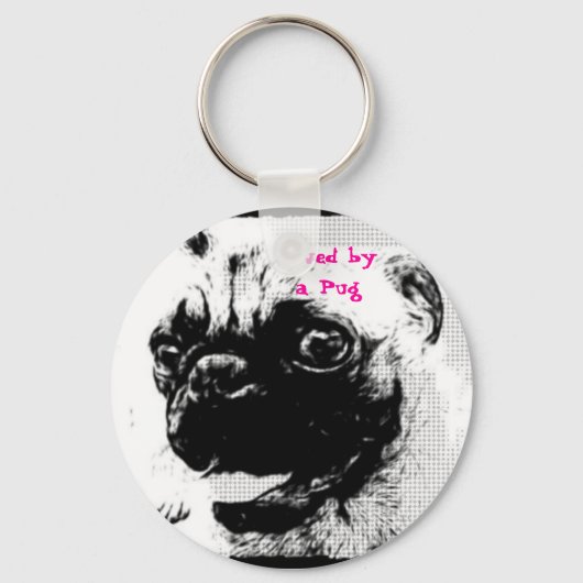 Loopt door een Pug Sleutelhanger (Voorkant)