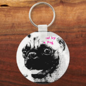 Loopt door een Pug Sleutelhanger (Voorkant)