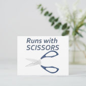 Loopt met schaar briefkaart (Staand voorkant)