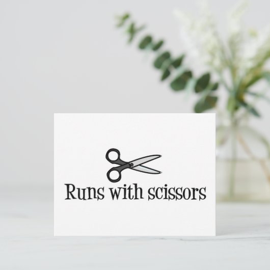 Loopt met schaar briefkaart (Staand voorkant)