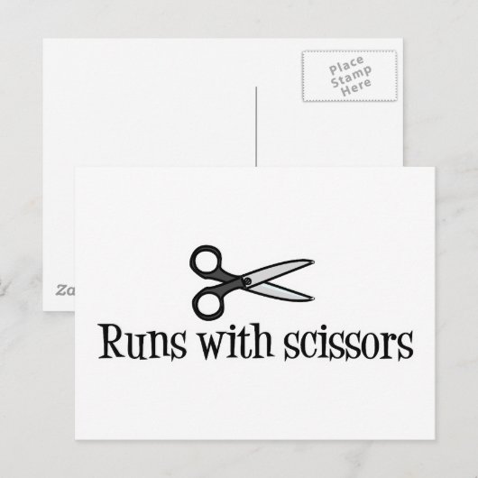 Loopt met schaar briefkaart (Voorkant / Achterkant)