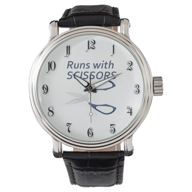 Loopt met schaar horloge (Voorkant)