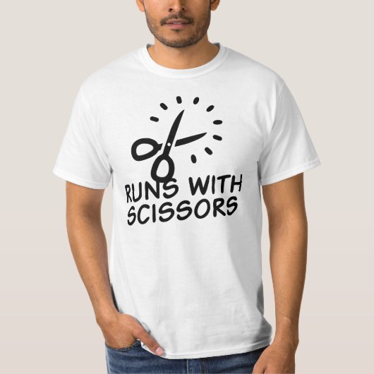 Loopt met schaar t-shirt (Voorkant)