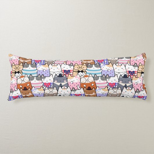 Loopt naadloze patroonkussen van katten los lichaamskussen (Voorkant)