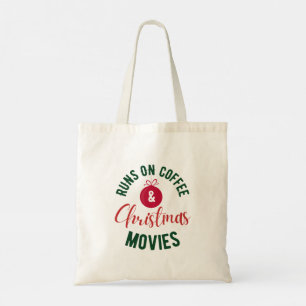 Loopt op Koffie en Kerstmis Films Typografie Tote Bag