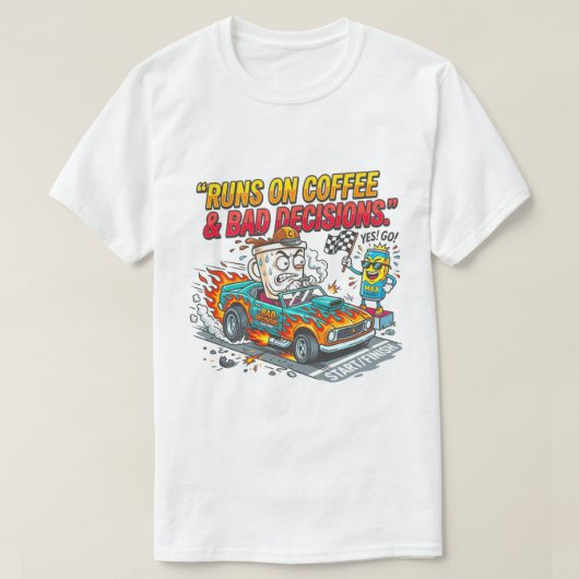 Loopt op koffie grappige quote -pml mode t-shirt (Design voorkant)