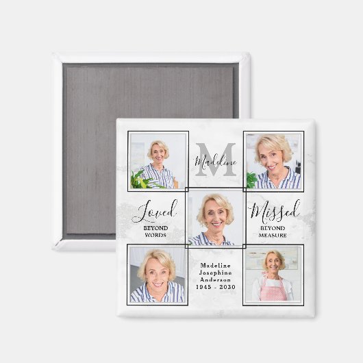 Looptijd Geheugen Foto Collage Memorial Funeral Fa Magneet (Voorkant / Achterkant)