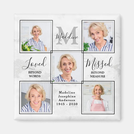 Looptijd Geheugen Foto Collage Memorial Funeral Fa Magneet (Voorkant)