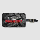 Loopvlak van motorband met Bijbelvers Psalm 28:7 Bagagelabel (Voorkant (horizontaal))